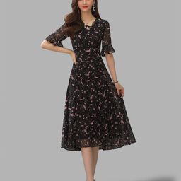 JC Collection Women Black Floral A-Line Dress-picture-17