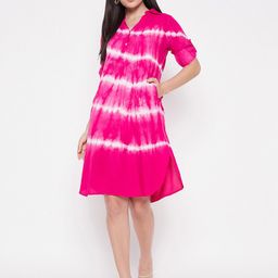 Ruhaans Tie and Dye Dyed Flared A-Line Dress-image-77