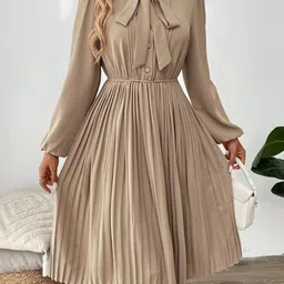 StyleCast Tie-Up Neck Fit and Flare Dress-image-60
