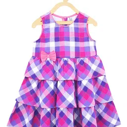 Campana Girls Checked Layered Cotton A-Line Dress-picture-44