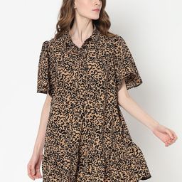 Vero Moda Animal Print Flared Sleeve Ruffled A-Line Dress-picture-21