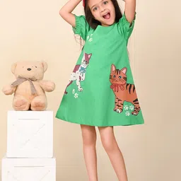 LilPicks Graphic Printed Cotton A-Line Dress-image-98