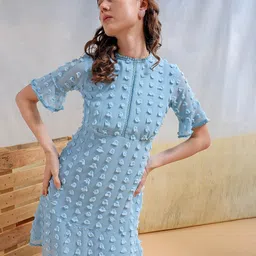 Freehand by The Indian Garage Co Self Design A-Line Dress-image-83