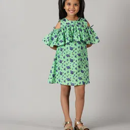 KiddoPanti Girls Floral Printed Ruffles A-Line Dress-picture-46