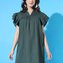BROOWL Flutter Sleeves A-Line Dress-image-75