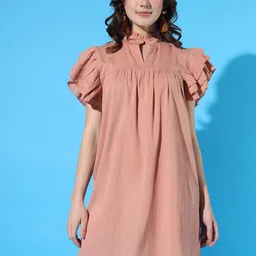 BROOWL Flutter Sleeves A-Line Dress-image-12