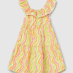 max Girls Printed Flutter Sleeve A-Line Dress-2