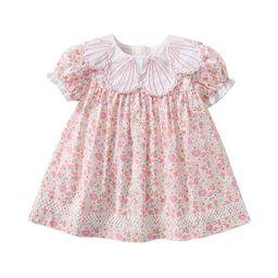 StyleCast Girls Pink Floral Printed Peter Pan Collar Pure Cotton A-Line Dress-image-27
