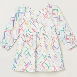 Tommy Hilfiger Girls Geometeric Print Puff Sleeve A-Line Dress-image-79