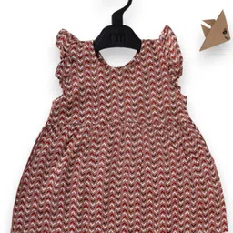 BAESD Print Flutter Sleeve Organic Cotton A-Line Dress-5