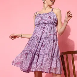 STREET 9 Women Elegant Lavender Floral Dress-picture-39