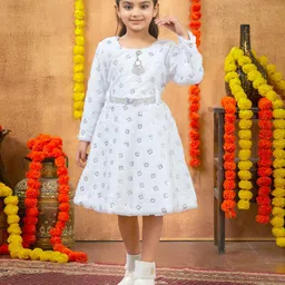 Aarika Foil Printed Woollen A-Line Dress-image-6