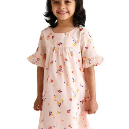 Campana Floral Print Bell Sleeve A-Line Dress-image-55