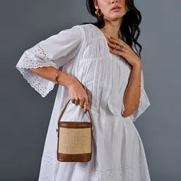AND Striped V-Neck Bell Sleeve A-Line Dress-image-38