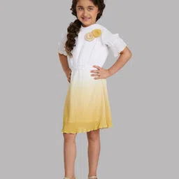 Peppermint Girls Ombre Printed Puff Sleeves Applique A-Line Dress-image-25