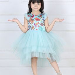 Toy Balloon kids Blue Floral Net Dress-81