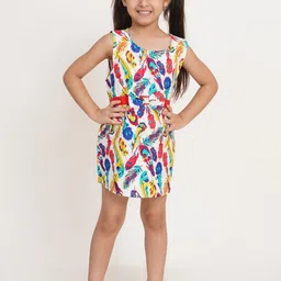 Creative Kids Girls Abstract Printed Cotton Sleeveless A-Line Dress With Bow-8