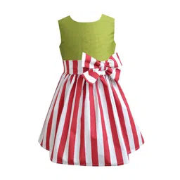 A T U N Lime Green & Red Striped A-Line Dress-image-37