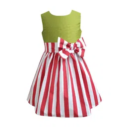 A T U N Lime Green Striped A-Line Dress-27