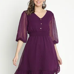 DRAAX Fashions Self Design Fit & Flare Dress-image-99