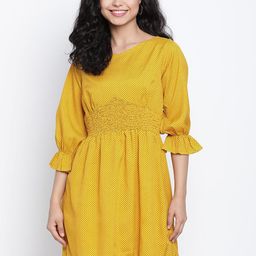 DRAAX Fashions Polka Dot Printed A-Line Dress-image-80