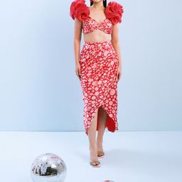 Sayaanika Floral Crepe Round Neck A-Line Dress-image-21