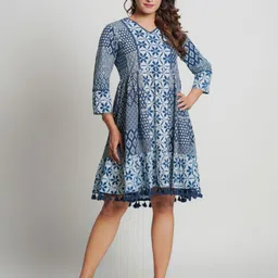Zolo Label Floral Printed Tassel Cotton Fit and Flare Dress-picture-10