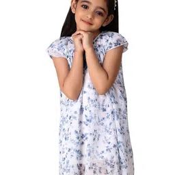Creative Kids Girls Floral Printed Cap Sleeves A-Line Dress-picture-16