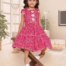 Modish Couture Bandhani Printed Sleeveless A-Line Dress-picture-25