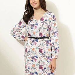 Marks & Spencer Floral Printed V-Neck Pure Cotton A-Line Dress-picture-50