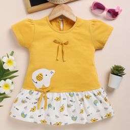 Toonyport Girls Printed Round Neck Cap Sleeves Cotton A-Line Dress-image-46