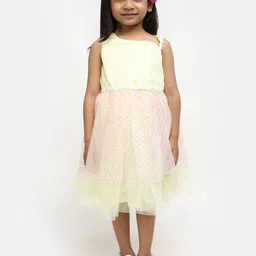 V-Mart Girls Embellished Shoulder Strap Gathered Cotton A-Line Dress-image-67