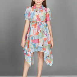Peppermint Girls Floral Printed Chiffon A-Line Dress-picture-52