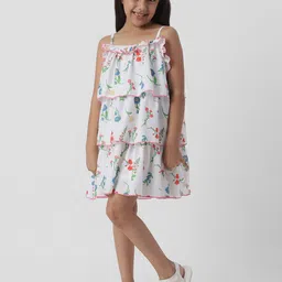 Nauti Nati Girls Floral Print Layered A-Line Dress-52