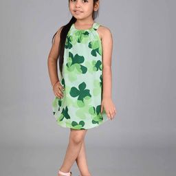 Creative Kids Girls Floral Printed Sleeveless Gathered A-Line Dress-picture-14