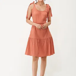 AASK Shoulder Straps Tiered Mini Crepe A-Line Dress-image-22