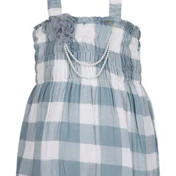 Wish Karo Girls Checked Shoulder Straps Cotton A-Line Dress-image-53