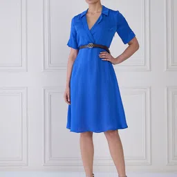 SALT ATTIRE Shirt Collar Short Sleeves Wrap Dress-picture-10