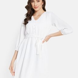 METTLE V-Neck Fit and Flare Dress-image-23