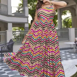 ODD BY chansi TRENDZ Printed Sleeveless Maxi Ethnic Dress-image-92
