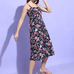 Tokyo Talkies Navy Blue Floral Midi Dress-image-39