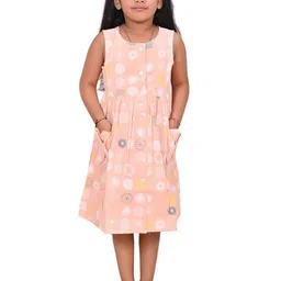 BAESD Girls Floral Printed Gathered Detailed Cotton Fit & Flare Midi Dress-image-94