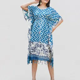 Kesarya Chevron Printed Cotton Kaftan Dress-picture-8