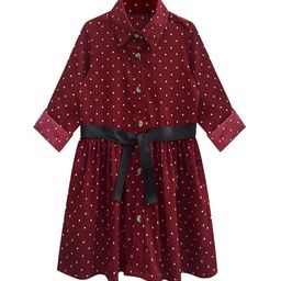 A T U N Maroon Shirt Dress-image-23