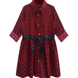 A T U N Maroon Shirt Dress-image-62