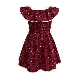A T U N Girls Maroon Polka Dots Casual Dress-image-8