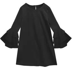 A T U N Black A-Line Dress-image-4