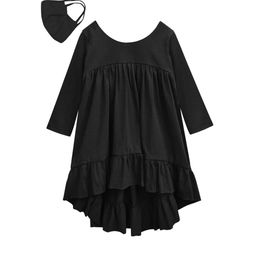 A T U N Girls Black A-Line High-Low Dress-image-95