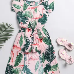 Lazy Shark Tropical Printed Shoulder Straps Fit & Flare Dress-7