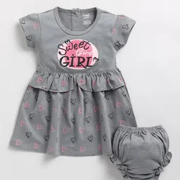 Toonyport Girls Typography Printed Cotton Peplum Dress With Brief-picture-28